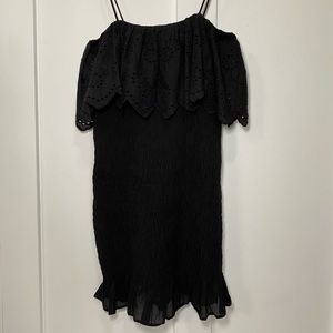 Zara spaghetti strap little black party dress with eyelet detail